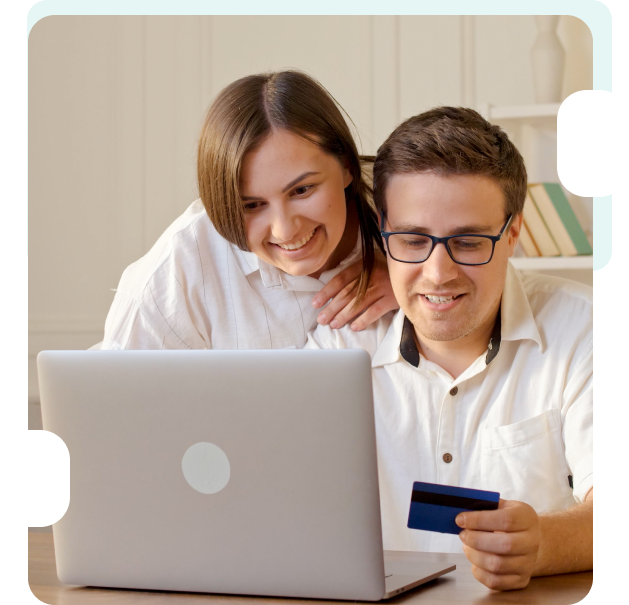 Payment card beside a mobile banking device